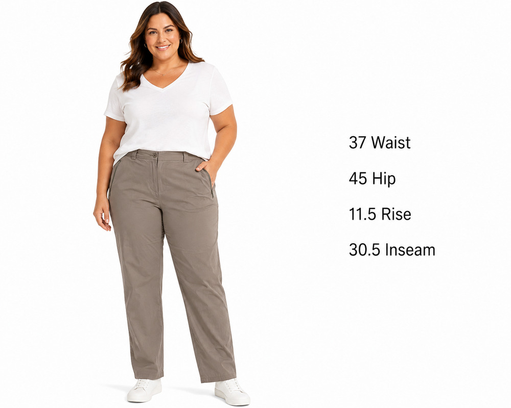 Rohan Taupe Beige Khaki Tapered Leg Flat Front High Rise Pants Cotton sz 16